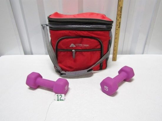 Ozark Trail Insulated Cooler And 2 Five Pound Exercise Weights