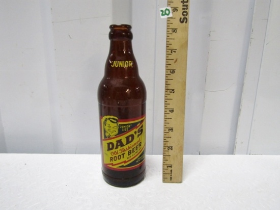 Vtg Dad's Root Beer Junior Size 10 Ounce Glass Bottle W/ Label
