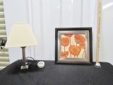 Nice Small Lamp W/ Timer And A Beautiful Framed Print