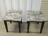 Pair Of Matching End Tables W/ Faux Marble Tops
