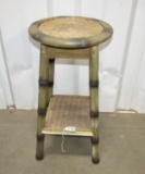 Bamboo Wood And Rattan Plant Stand