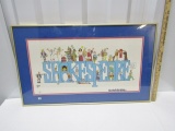Shakespeare Print By Peter With Key To People And Plays On Back