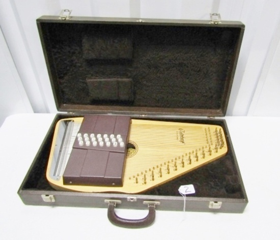 Vtg Oscar Schmidt Autoharp Model 21 C / R W/ Hard Shell Case