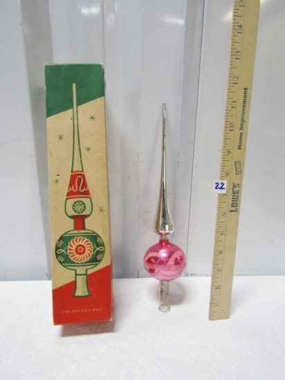 Vtg Shiny Brite Glass Christmas Tree Topper Made In Western Germany
