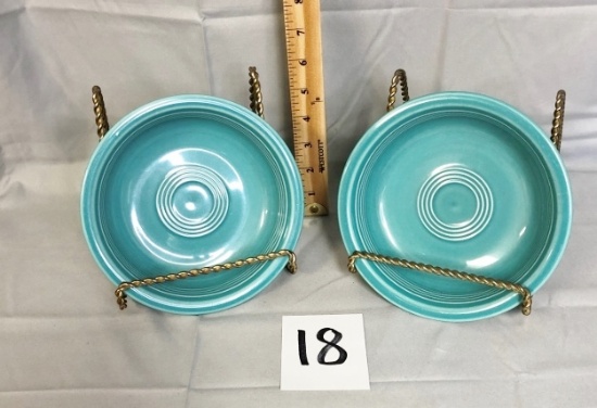 Two Fiesta Turquoise Coupe Soup Bowls