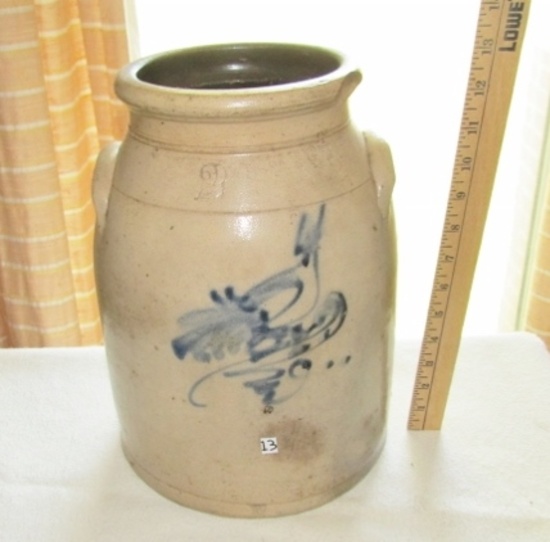 Antique 2 Gallon Pottery Double Handle Crock