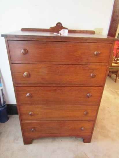 Vtg Hand Made And Pegged 5 Drawer Solid Oak Chest Of Drawers  (LOCAL PICK UP ONLY)