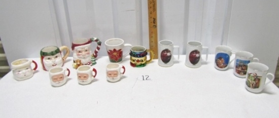 Large Lot Of Various Christmas Mugs