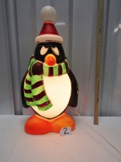 Vtg Hard Plastic Lighted Christmas Penguin (LOCAL PICK UP ONLY)