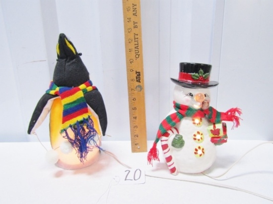 Lighted Penguin And Snowman