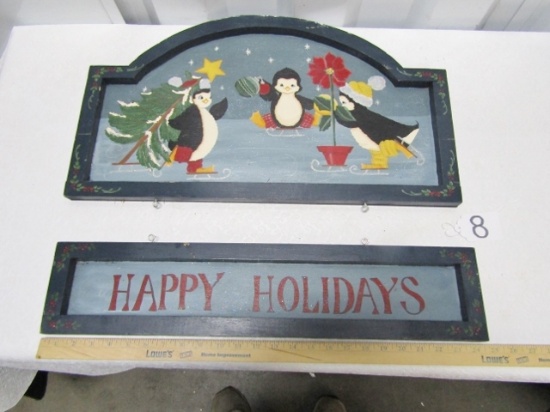 Wooden Happy Holidays Wall Hanging