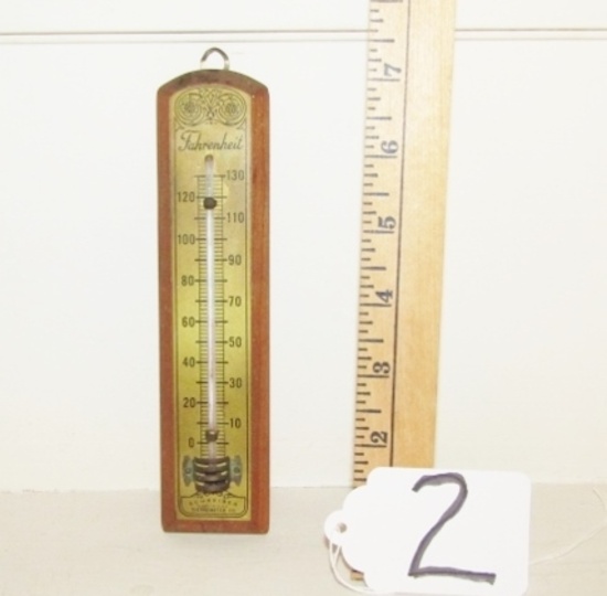 Vtg 1920s Schreiber Wooden Fahrenheit Weather Thermometer