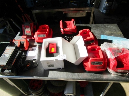 Assorted Battery Chargers And 3 Batteries, 1 Is N I B