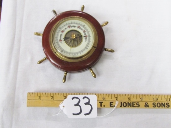 Vtg Ship's Wheel Wall Hanging Weather Station