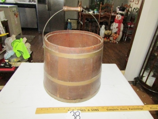 Vtg Large Wooden Firkin Sugar Bucket