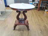 Vtg Solid Mahogany W/ Italian Marble Top Duncan Phyfe Style Table  LOCAL PICK UP ONLY