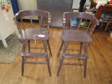 2 Vtg Solid Wood Child's High Chairs  LOCAL PICK UP ONLY