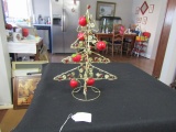 Gold Tone Metal W/ Apples And Red Stones Christmas Tree