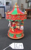 Plastic Christmas Merry - Go - Round Music Box That Lights Up