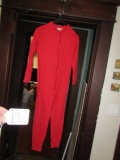 L. L. Bean Ladies Red Union Suit Long Underwear W/ Trap Door Christmas Pajamas
