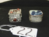 2 Vtg Silver Plated Pill Boxes