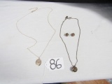 Fossil Necklaces And A Set Of Earrings That Match One Of The Necklaces