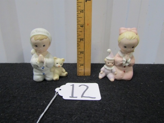 2 Vtg Porcelain Homco Figurines