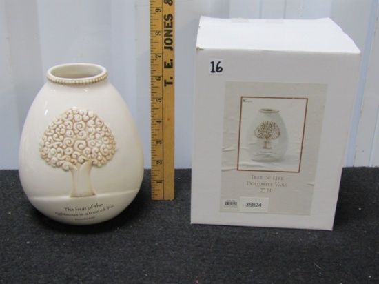 Never Used " Tree Of Life " Dolomite Vase