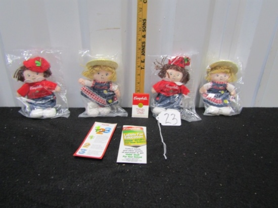 4 Campbell's Kids Plush Toys W/ Some Tomato Seeds