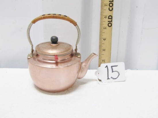 Vtg Copper Tea Pot W/ Tea Strainer