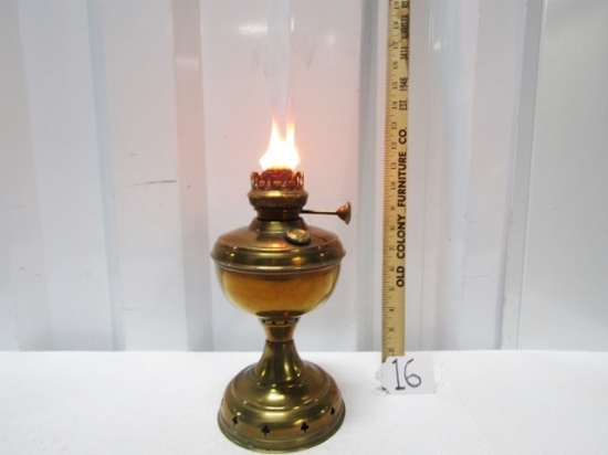 Vtg Solid Brass Kerosene Lamp