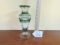 Vtg Lead Crystal Vase W/ Green Accents