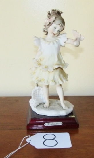 Vtg 1986 Signed Giuseppe Armani Porcelain Figurine Girl With Butterfly