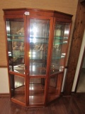 Modern Solid Oak Or Maple Lighted Curio Cabinet W/ Key (Local Pick Up Only)
