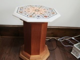 Lamp Table W/ Lighted Marble And Mother Of Pearl Inlay Top (Local Pick Up Only)