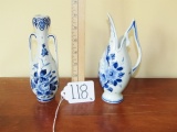 2 Delft Blue Bud Vases