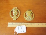 2 Vtg Brass Horse Medallions