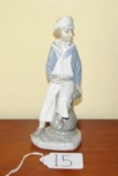 Retired 1977 Lladro Porcelain Figurine Boy With Sail Boat