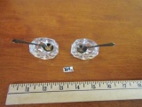 2 Vtg Lead Crystal Salt Cellars W/ Silver Plated Salt Spoons