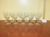 Set Of 10 Cut Crystal White Wine Stemmed Glasses