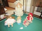 Lot Of 5 Porcelain Dolls Including A Animated Musical Doll