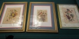 3 Vtg Framed And Matted Arthur Singer Prints