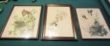 3 Vtg Framed And Matted Bird Prints (Local Pick Up Only)