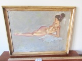 Vtg Nude Oil On Canvas (Local Pick Up Only)