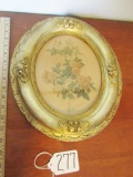 Vtg Still Life Print In Gilded Oval Frame