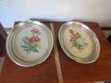 Two 1939 Floral Prints In Oval Frames