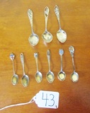 9 Vtg Sterling Silver Souvenier Spoons