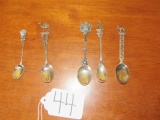 5 Antique 800 Silver And Old Standard 835 Sterling Souvenier Spoons