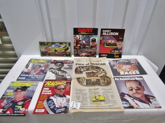 Nascar Magazines, Ephmera, License Tag, Die Cast Truck And Newspaper