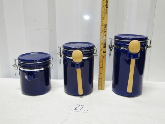 Cobalt Blue Clamp Tight Canister Set
